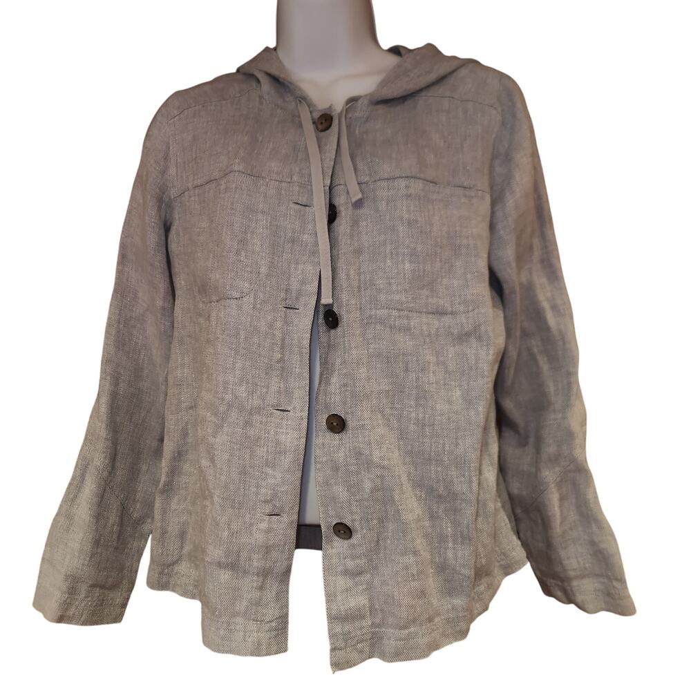 Sigrid Olsen So Blue Chambrey Blue Button Up Linen XS Jacket